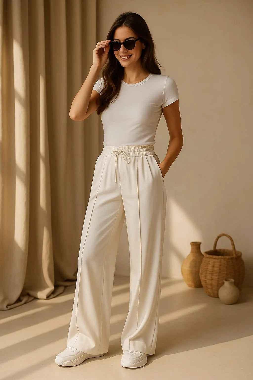 Vanilla Cloud Wide-Leg Trousers - Off-White EW-000376-XS