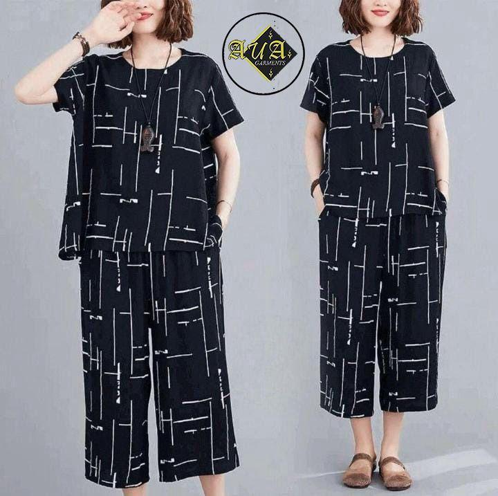 2 Pcs Women's Stitched Printed Night Suit