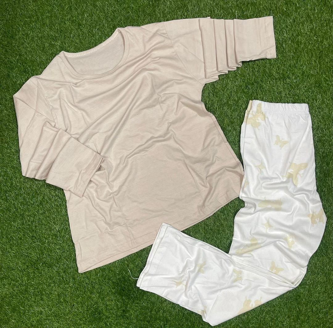 2 Pcs Women's Stitched Plain Night Suit