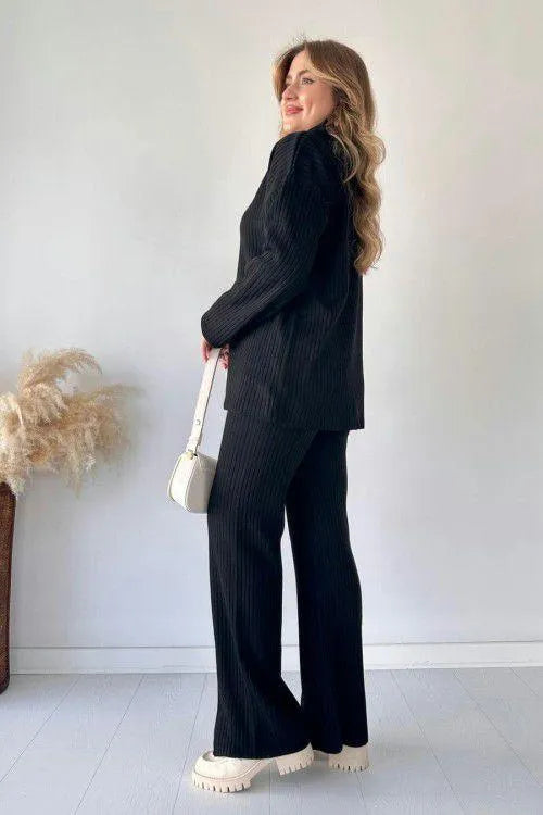 Winter Arrival  Zipper Highneck Dropshoulder Track Suit 2PCs