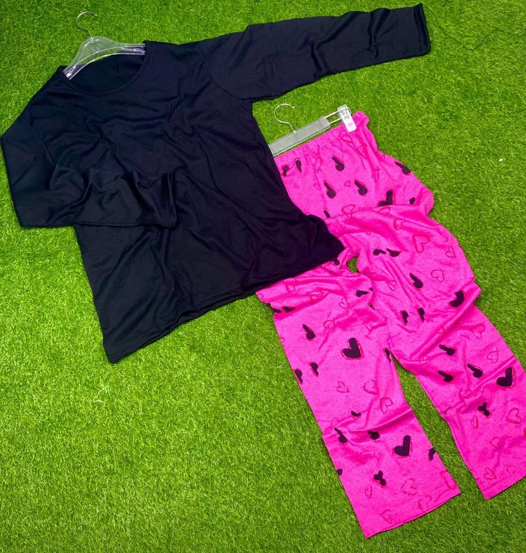 2 Pcs Women's Stitched Plain Night Suit heart design