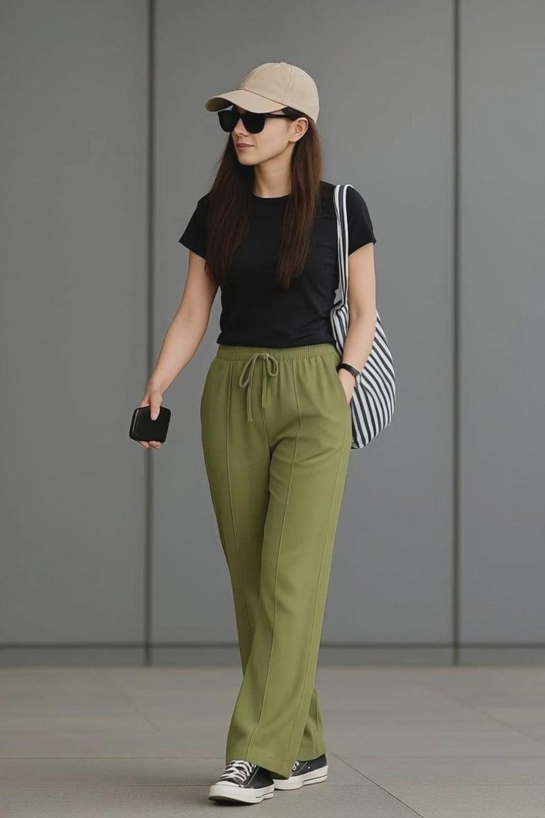 Olive Green Wide Leg Trousers - Effortless Style