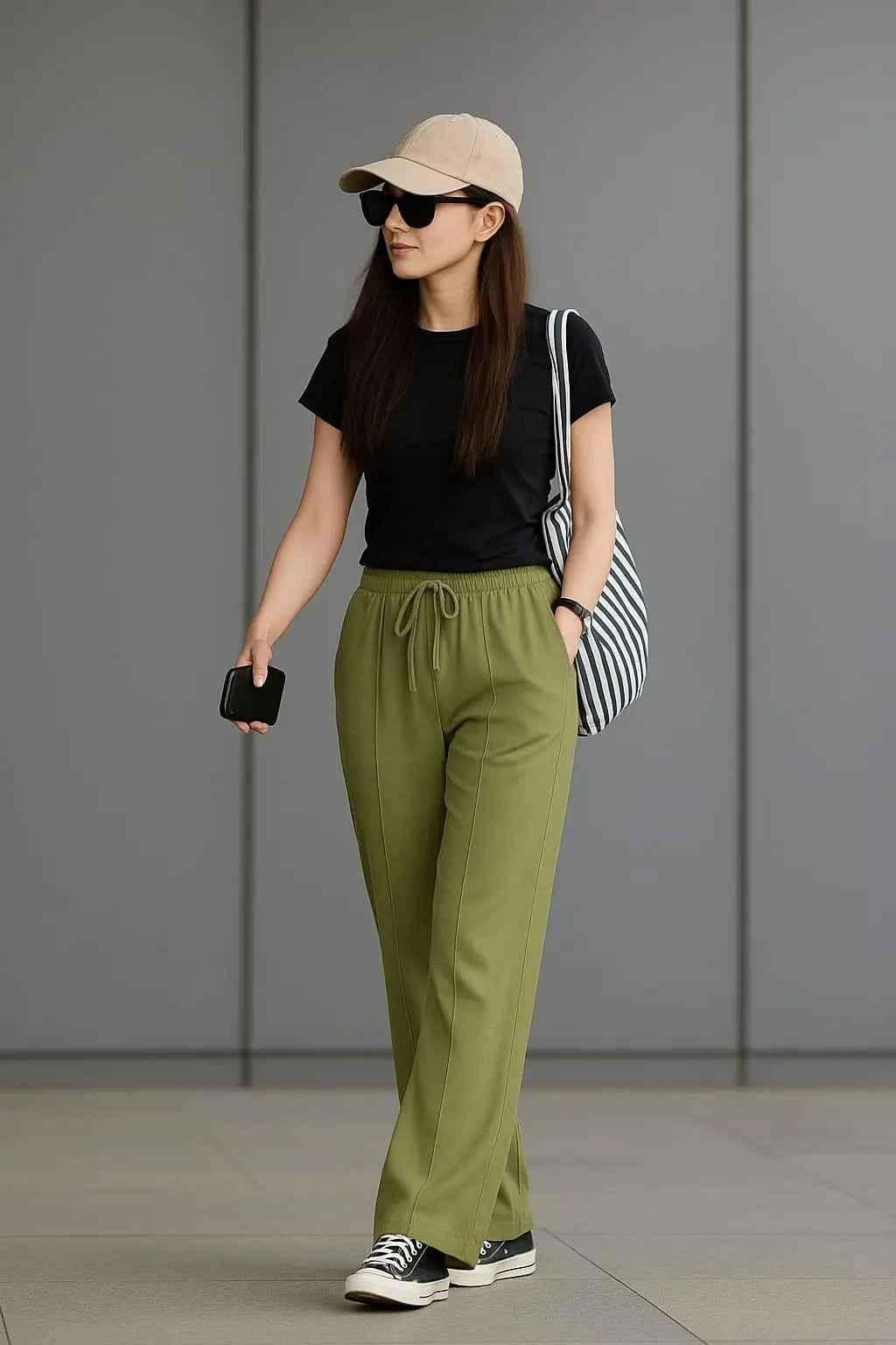 Olive Green Wide Leg Trousers - Effortless Style