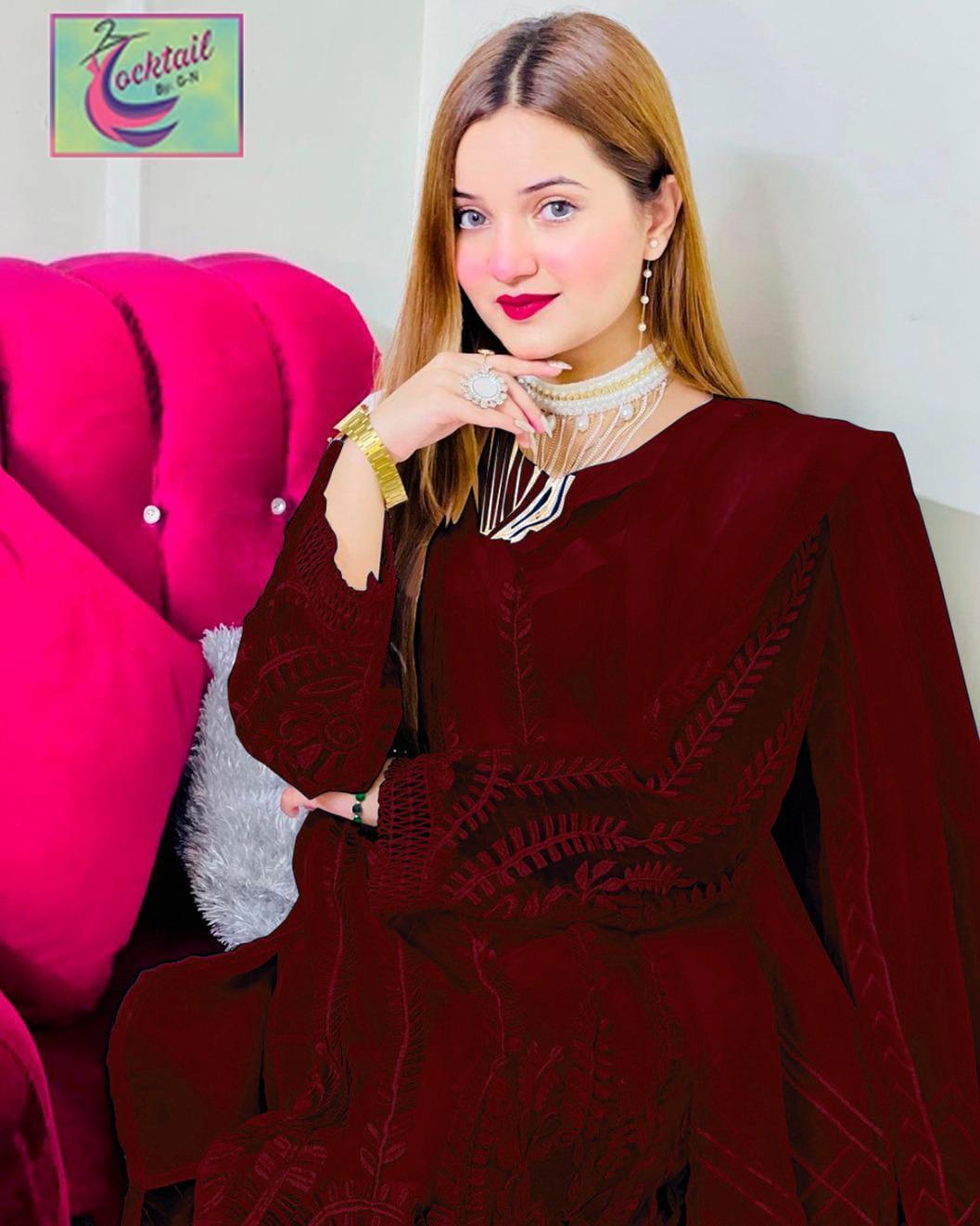 LifeStyle Women's Stitched Organza Embroidered Suit