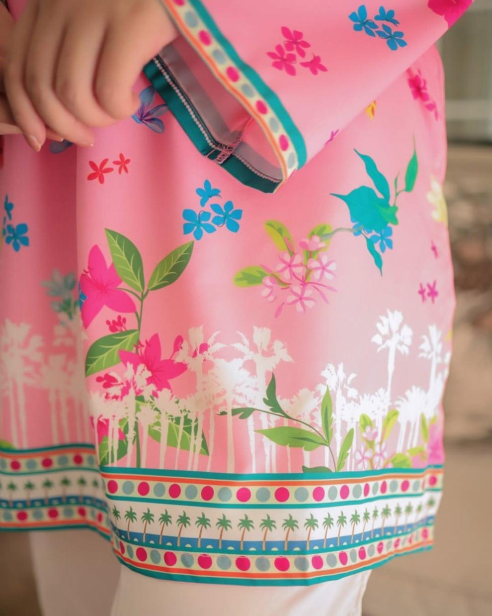 Stylish Women's Stitched Co-Ord Set - Printed Lawn in Pink | 2 Pcs