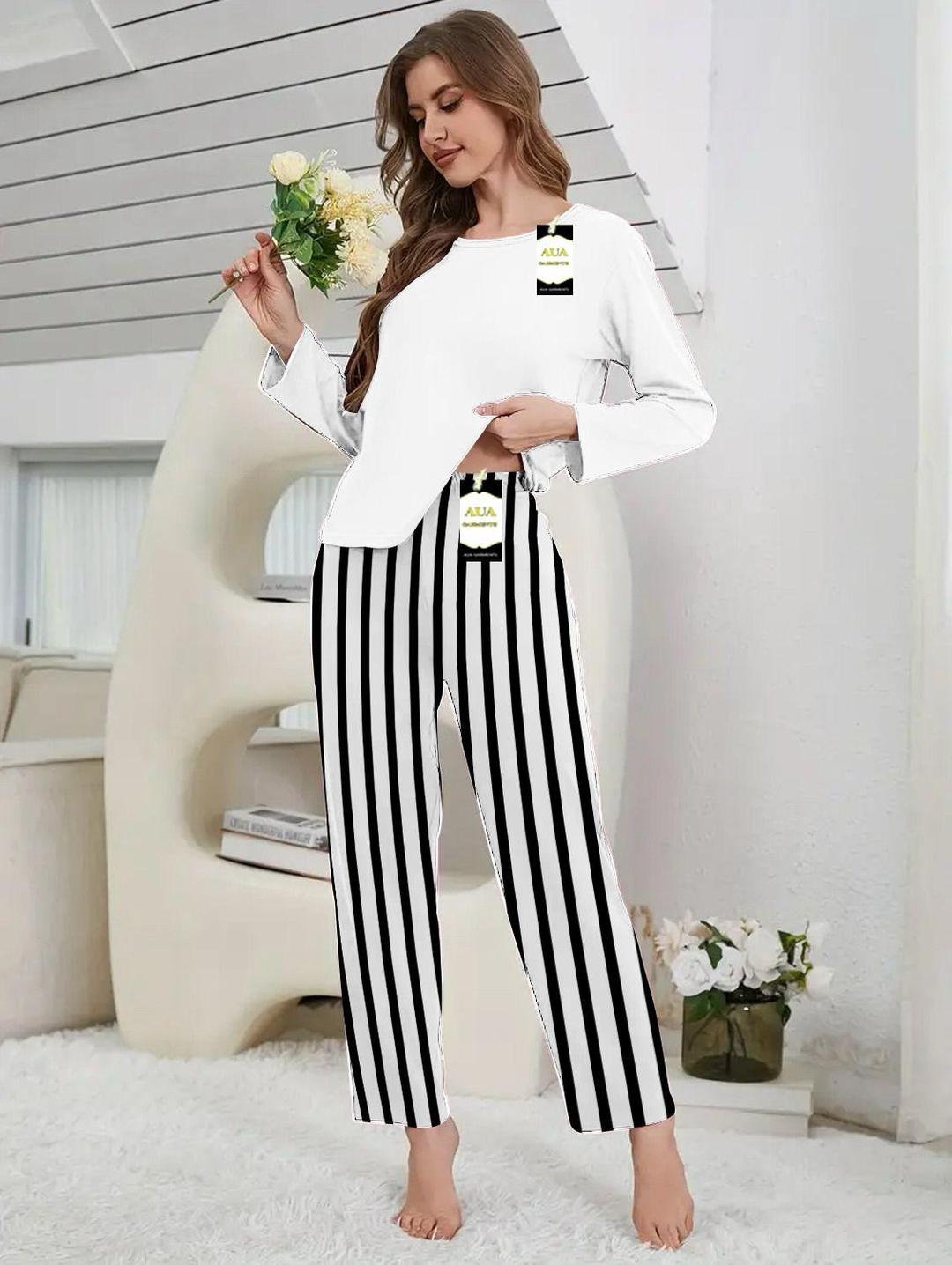 2 Pcs Women's Stitched Plain Night Suit