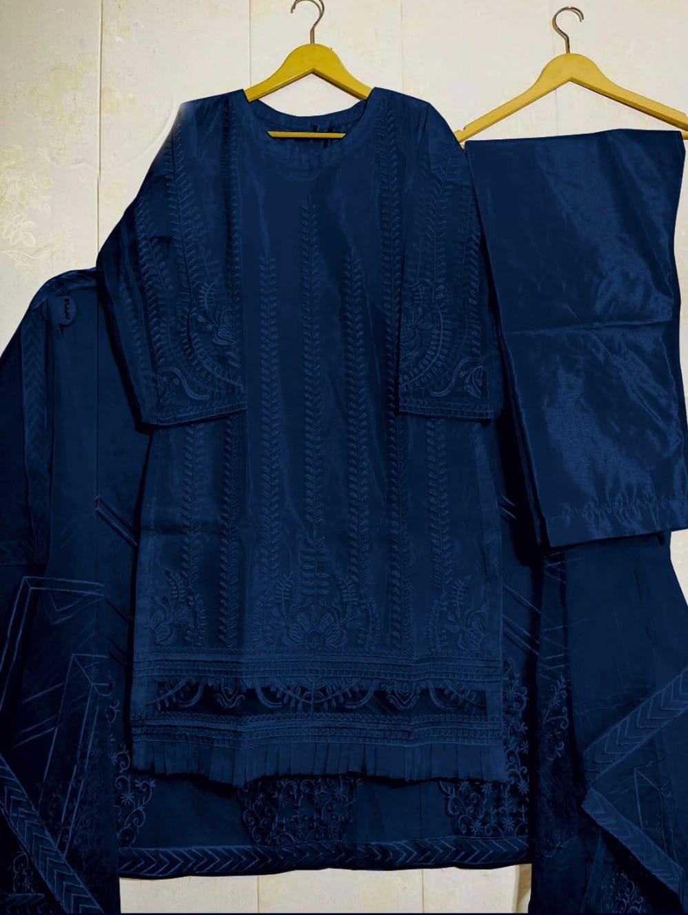 LifeStyle Women's Stitched Organza Embroidered Suit