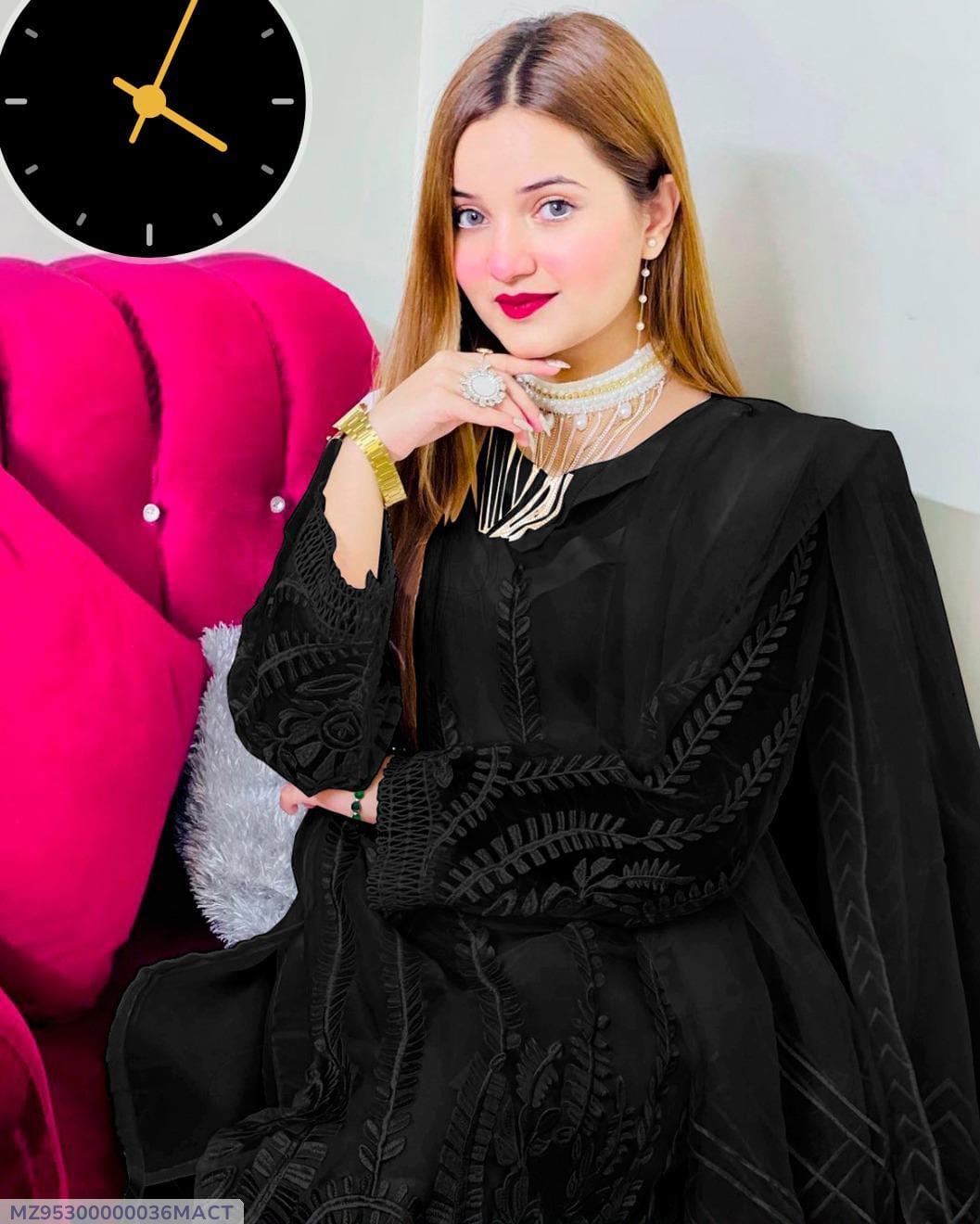 LifeStyle Women's Stitched Organza Embroidered Suit