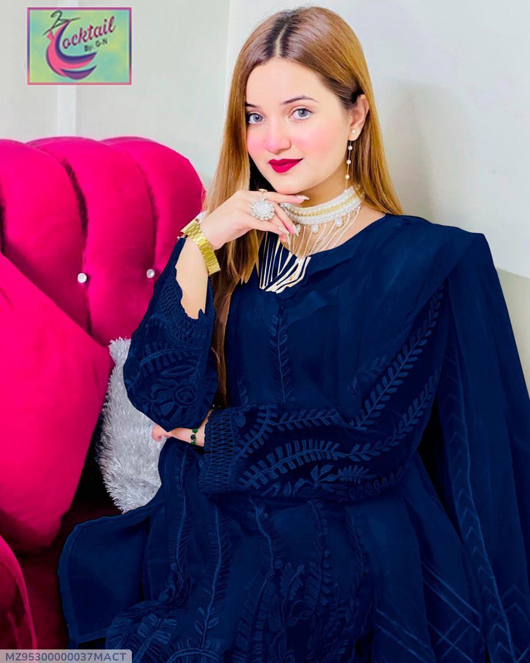 LifeStyle Women's Stitched Organza Embroidered Suit