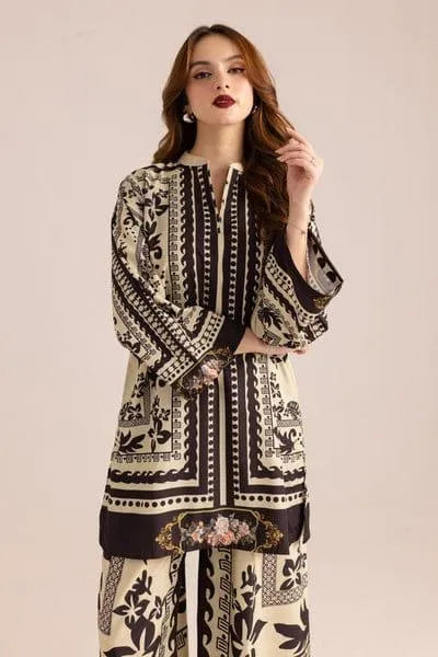2 Pcs Women's Stitched Swiss Lawn Digital Print Co-Ord Set
